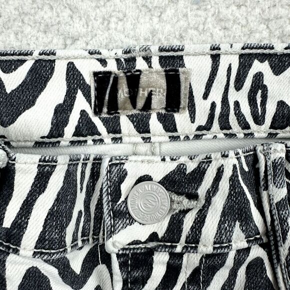 NWT Mother Rascal Ankle Fray Jeans Womens 28 Zebra Print Straight Leg High Waist - Picture 12 of 15
